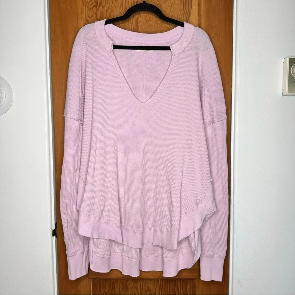 free people we the free waffle knit thermal long sleeve top