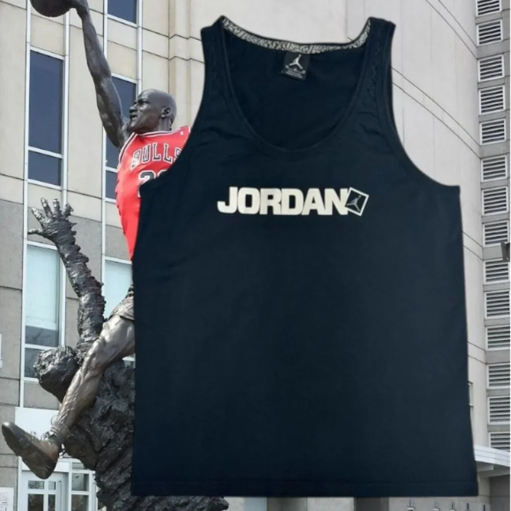 Vintage Y2K Nike Air Jordan Jumpman Black Cement Sleeveless Basketball Tank Top