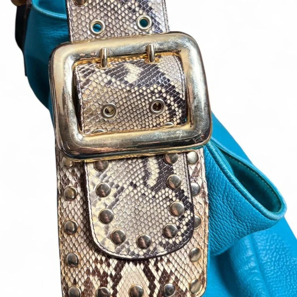 Be & D Crawford Studded Leather Snakeskin Strap