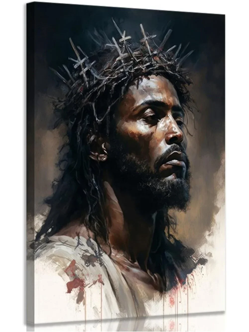 Black Jesus Canvas Art | Religious Wall Decor | Spiritual Christian Artwork