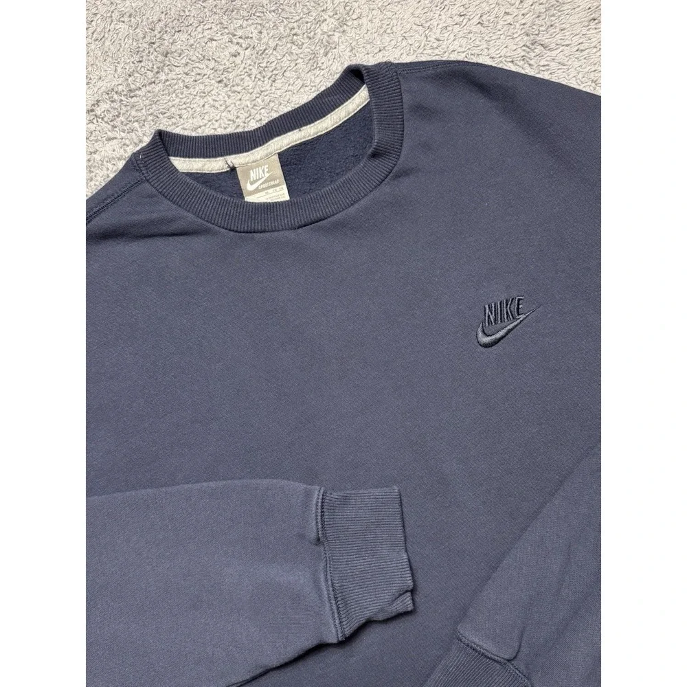 Vintage Y2K Nike Spellout Swoosh Logo Crewneck Sweatshirt Men's XL Pullover Navy