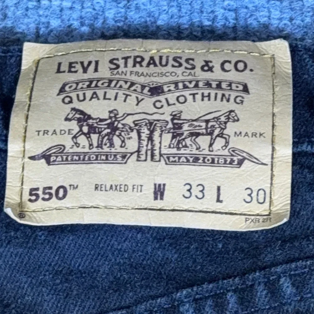 Vintage Levis 550 Orange Tab Mens 33x30 Black Relaxed Tapered Leg Jeans USA 90s