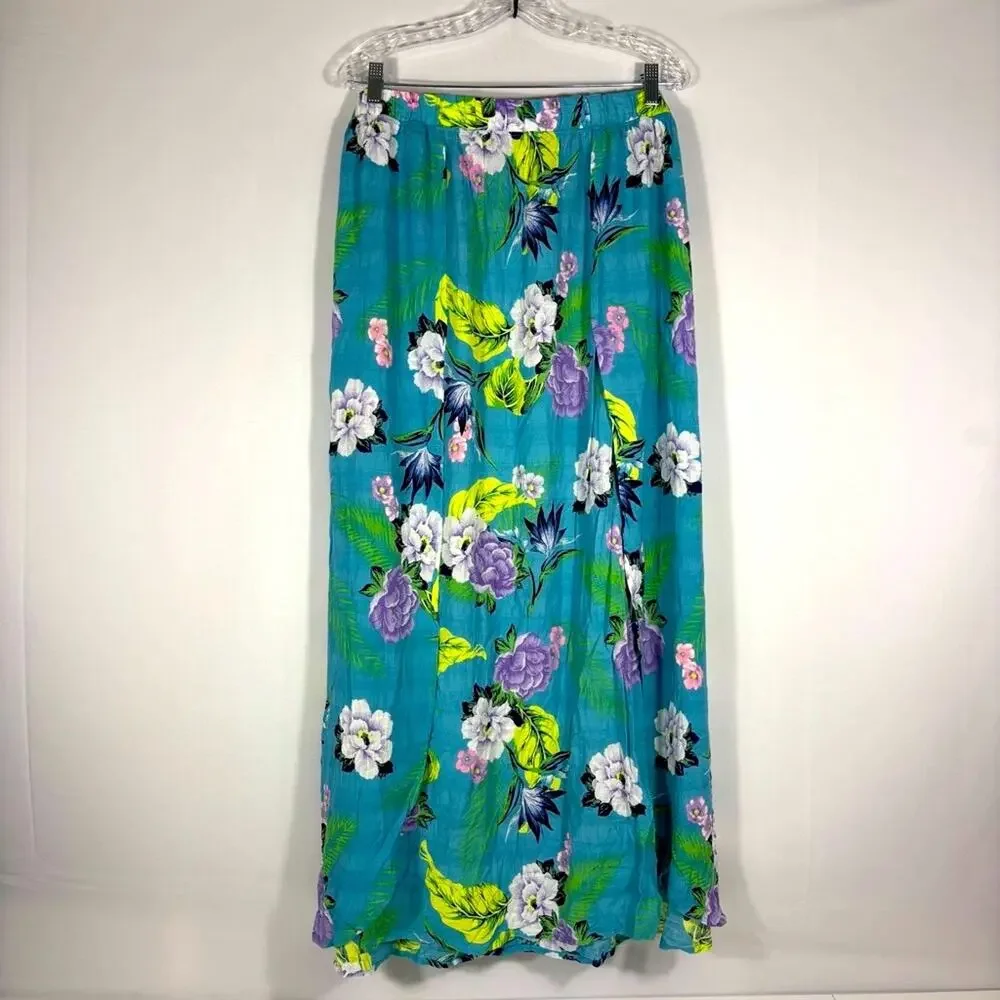NWT Cacique Swim Floral Maxi Skirt in Blue and Green Size 18/20 J0184