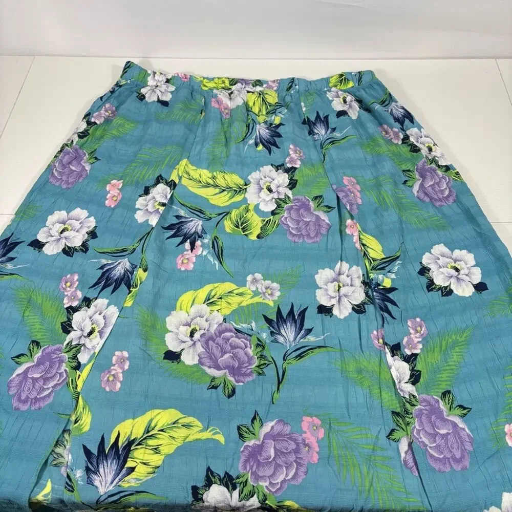 NWT Cacique Swim Floral Maxi Skirt in Blue and Green Size 18/20 J0184