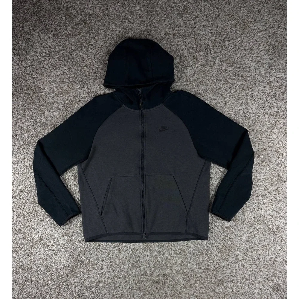 Nike Sportswear Tech Fleece Anthracite Black Full Zip Hoodie 928483-060 Size L