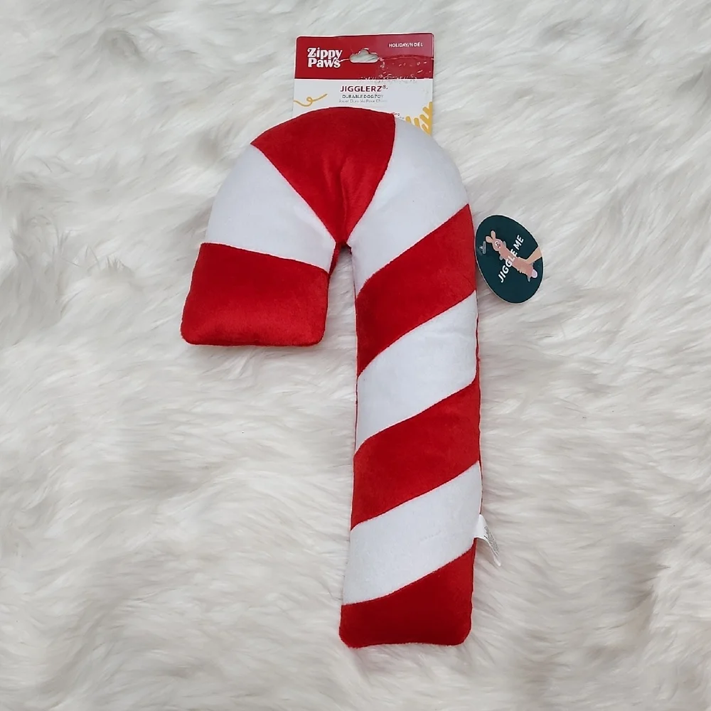 Zippy Paws Holiday Jigglerz Candy Cane Durable Squeeker Crinkle Dog Toy