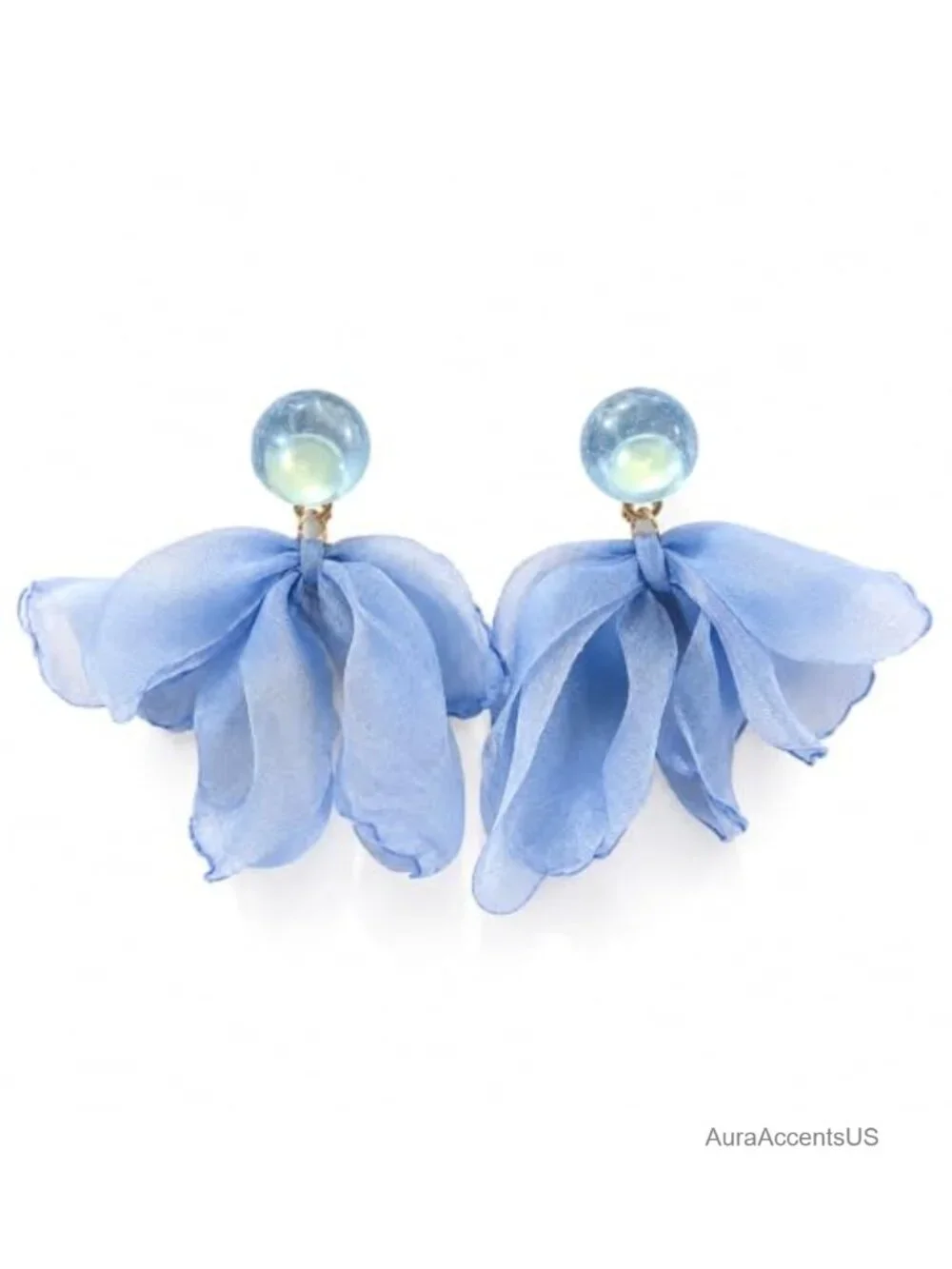 Floral Clip On Earrings Women Fabric Petal Dangle Non Pierced Jewelry Gift