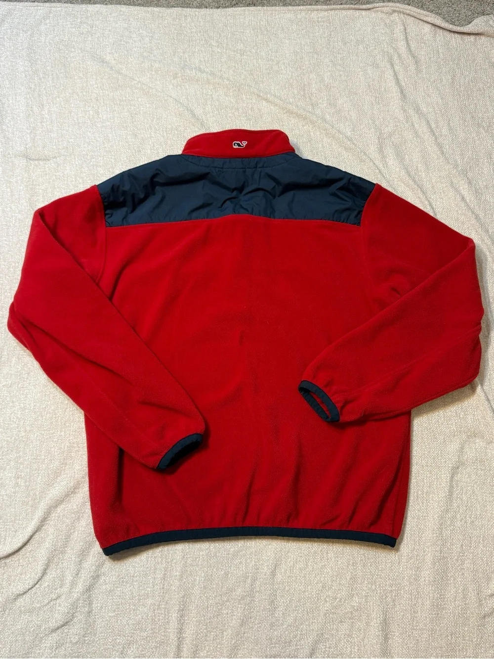Vineyard Vines Men XL Red Navy Fleece 1/4 Zip Preppy Gorpcore Pullover