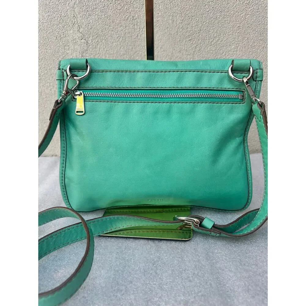 Fossil Turquoise / Mint Green Leather Crossbody Bag