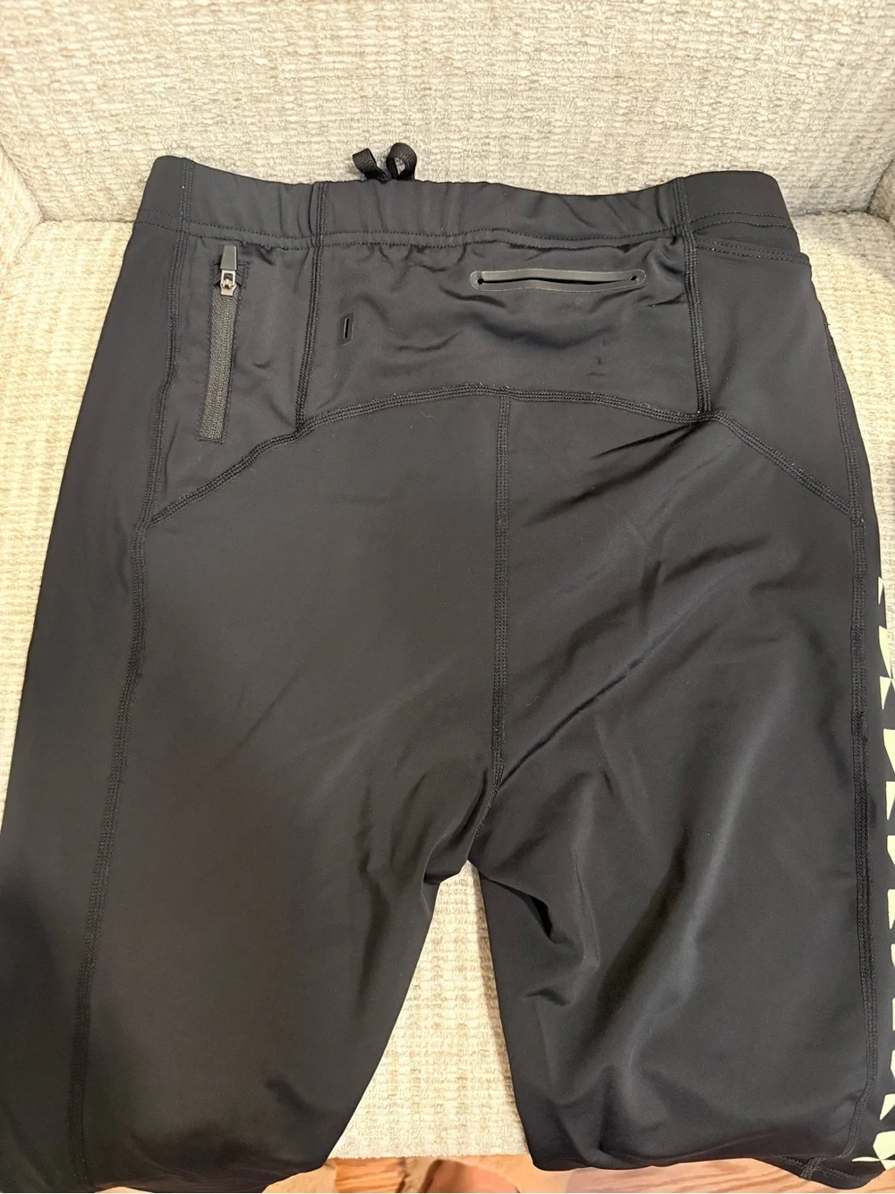 Darc Sport Men's Black Athletic Shorts with Cream Geometric Panel