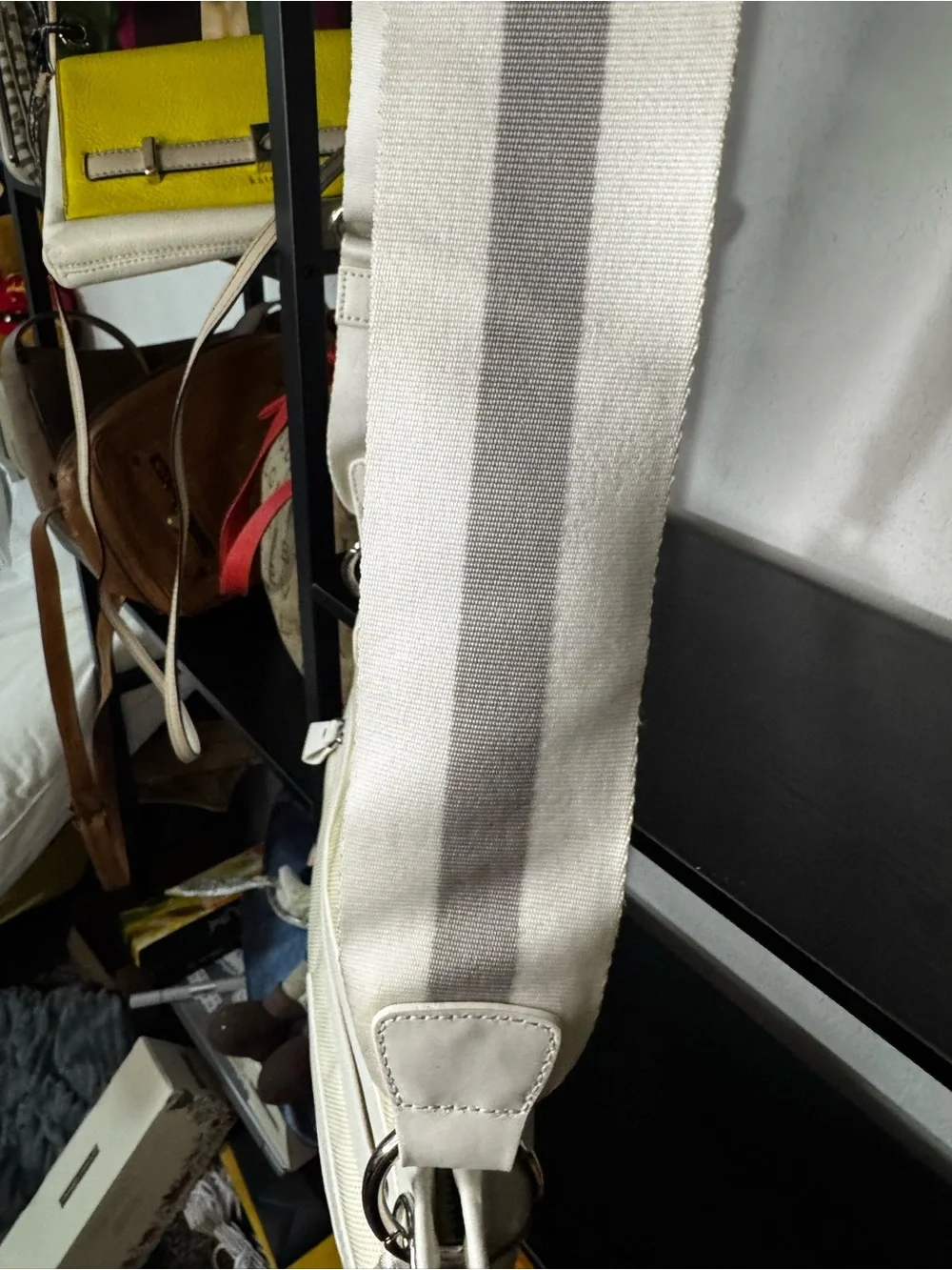 Bally Cream and White Canvas-Leather Crossbody Bag