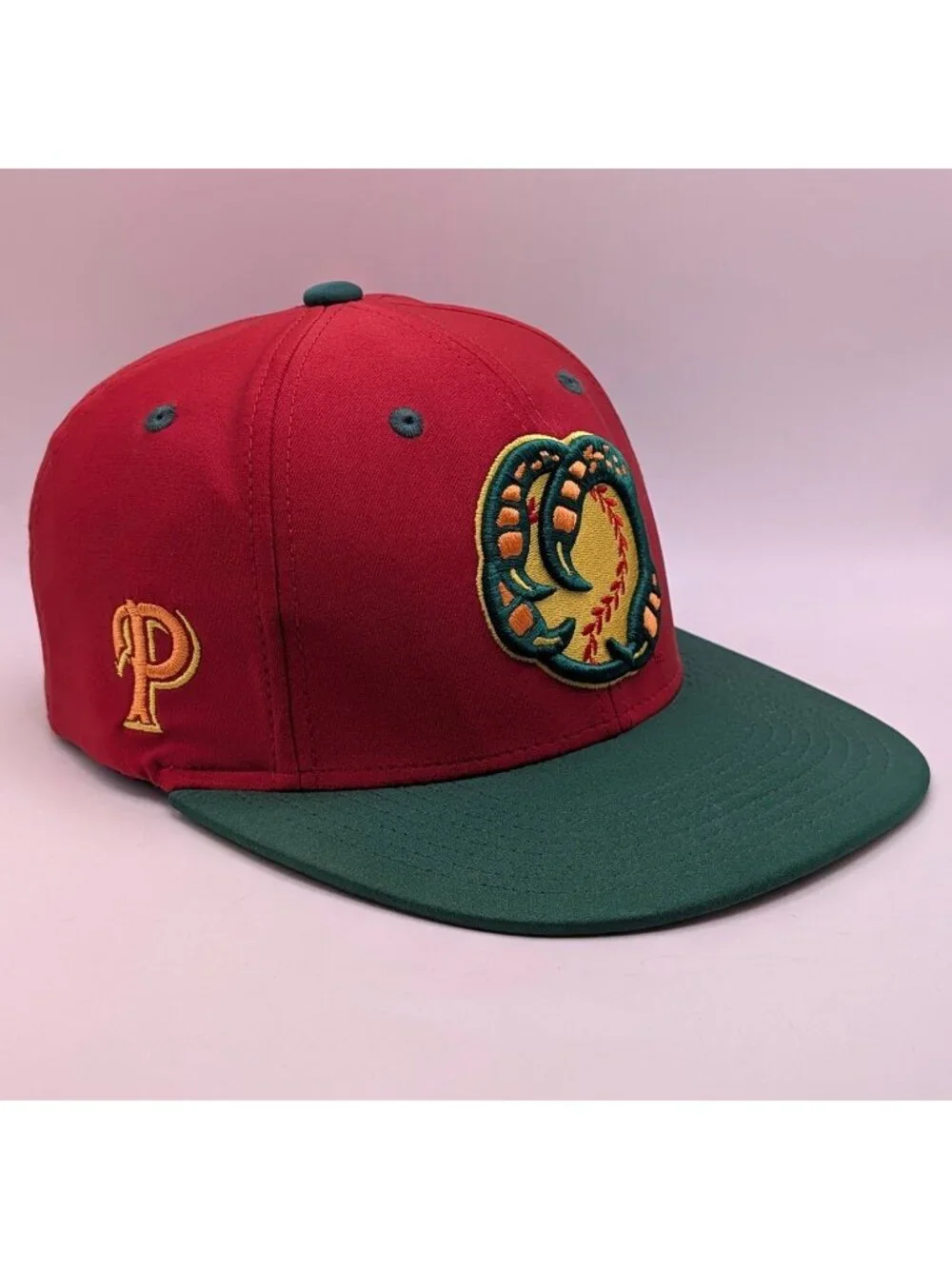 Boise Hawks Zephyr Hat Fitted Stretch Size Small Red Green MiLB Baseball Flat