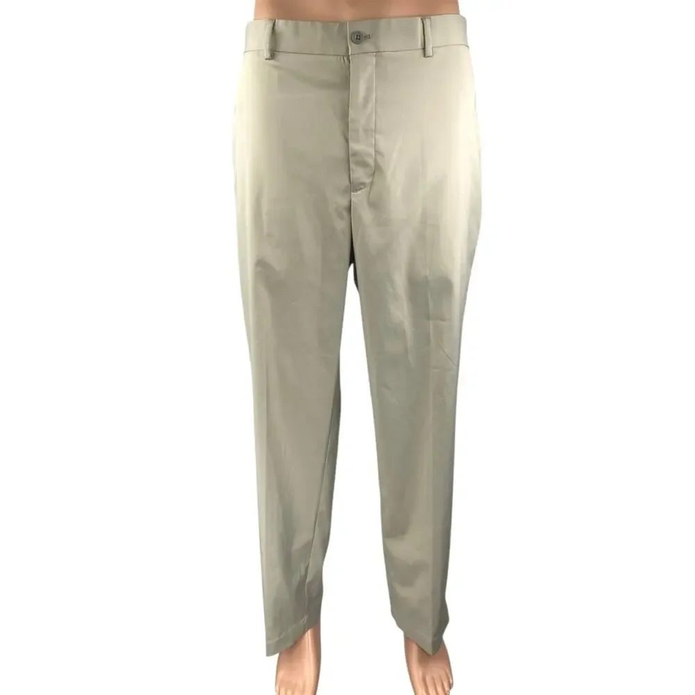 Greg Norman Men's Beige Straight Leg Performance Golf Trousers Dress Pants Sz 36