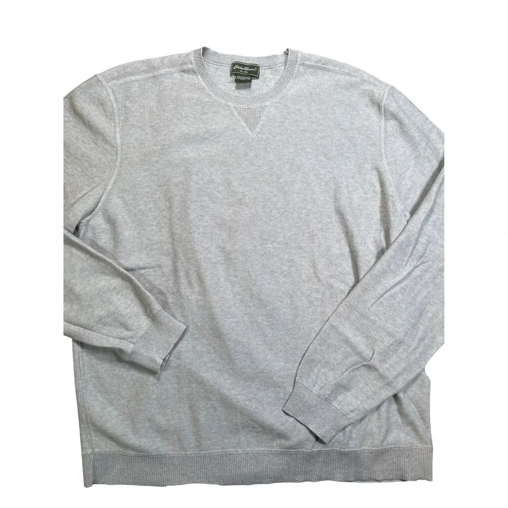 Eddie Bauer Mens Crewneck Sweater Light Gray Long Sleeve Pullover Size Medium‎