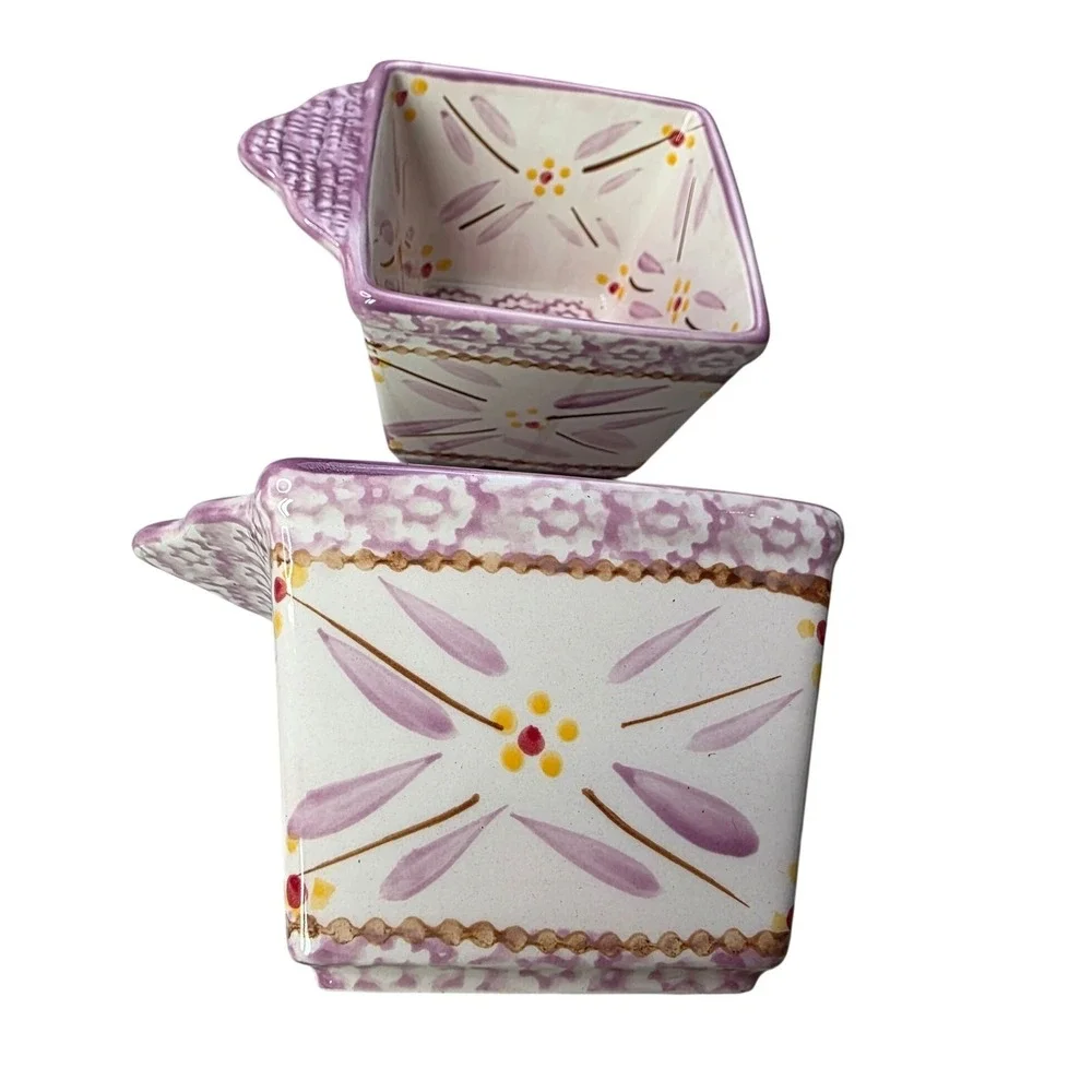 Temp-tations Old World Lavender Purple 10 oz Square Ramekins Set of 2 Ceramic K1