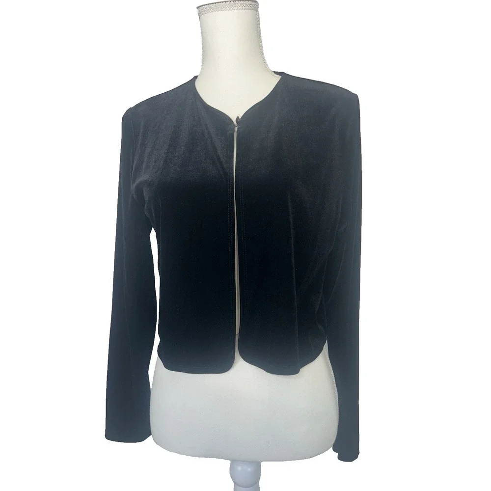 Vintage My Michelle Jacket Sz M Black Velvet Cropped Shrug Whimsigoth Witchy‎
