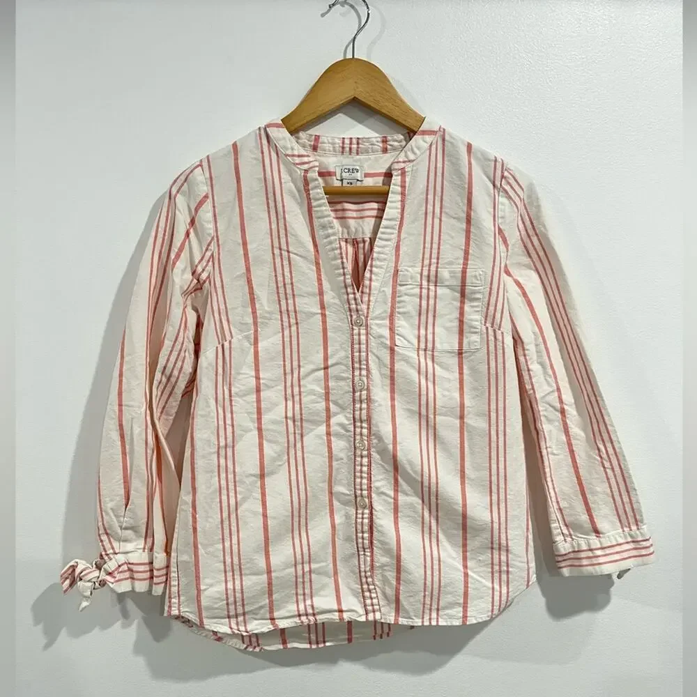 J. Crew Button-up Striped‎ Cotton Blouse XS