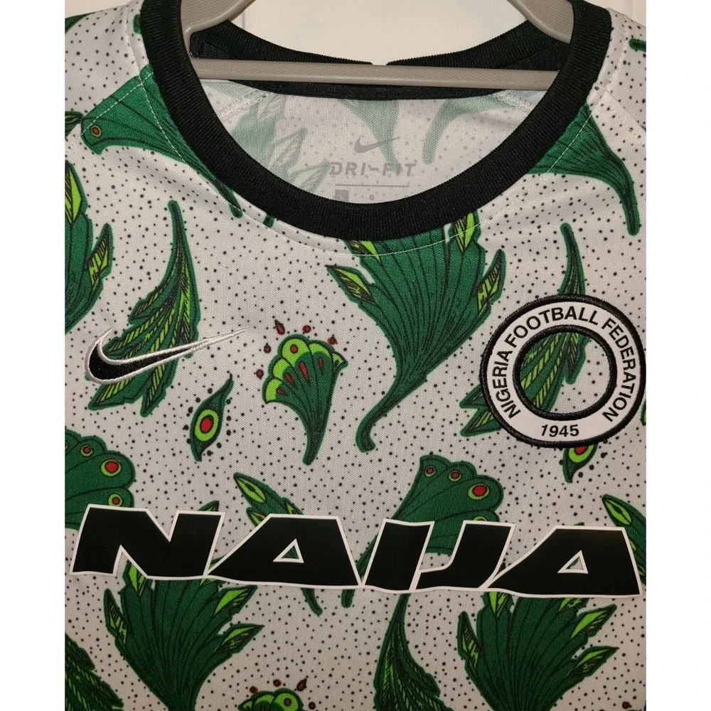 NIKE NIGERIA FOOTBALL FEDERATION NAIJA SOCCER PRE‎ MATCH JERSEY SHIRT Boys Lg