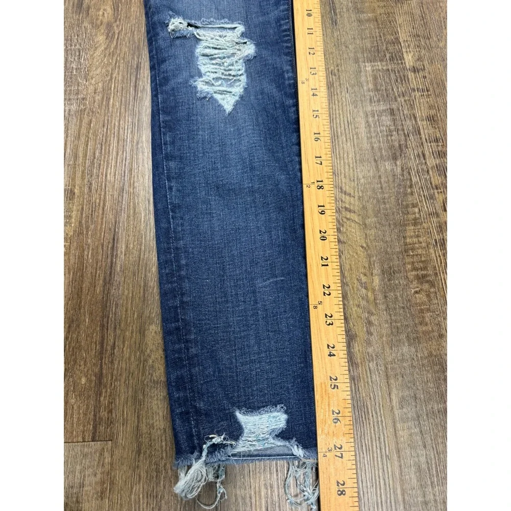 Madewell High Rise Skinny Jeans Distressed Raw Hem Dark Wash H0317 Womens 27