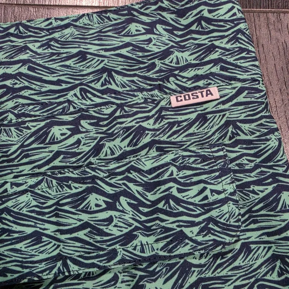 Costa Del Mar Board‎ Shorts Men 40 Green Waves Beach Surf Pool Vacation 8.5