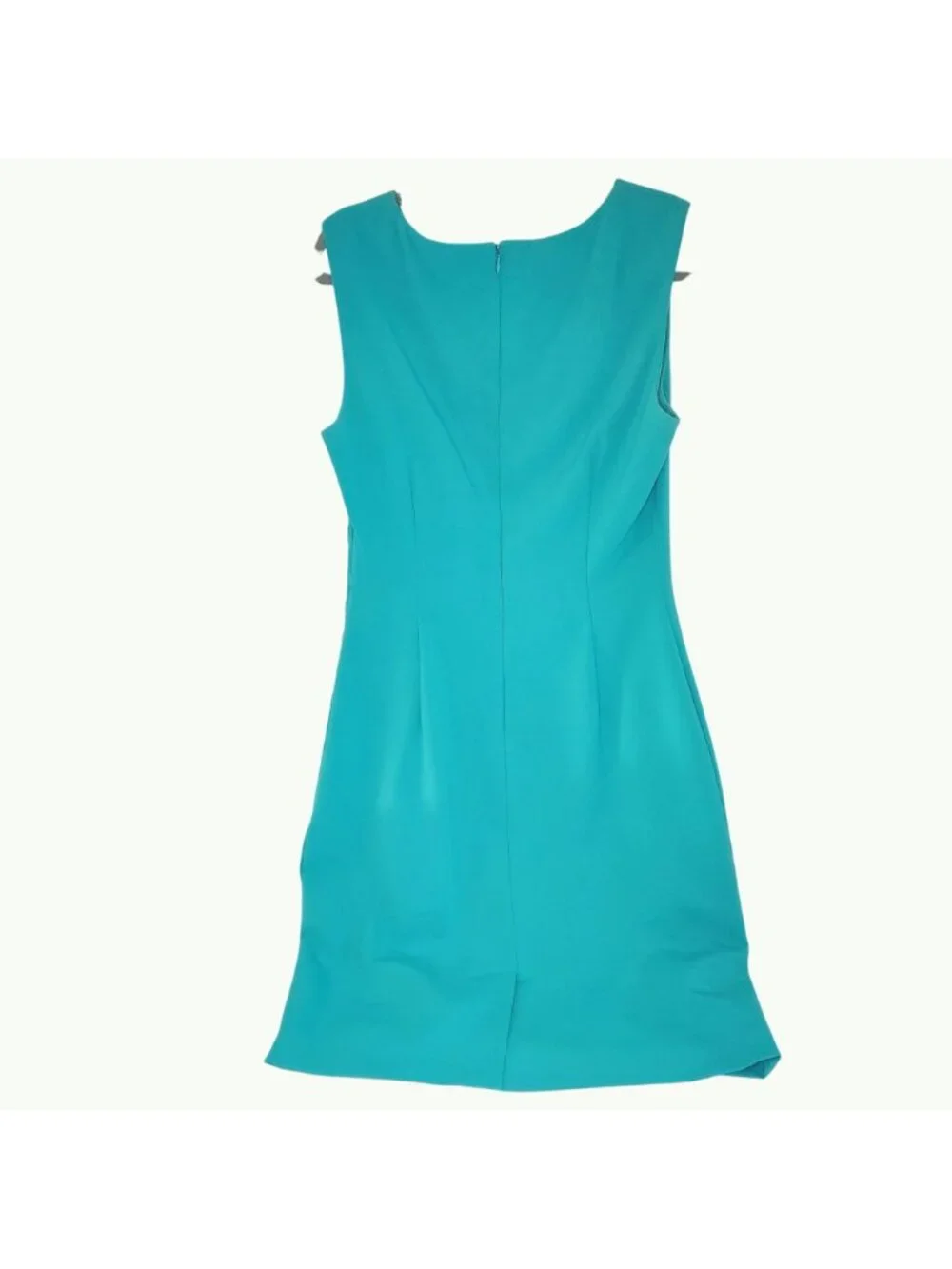 Calvin Klein Sleeveless Sheath Dress Teal Blue Textured Pleats Womens Size 8