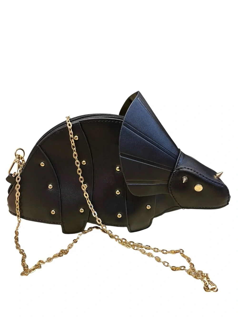 Triceratops Crossbody Novelty  Purse with Gold Chain NWOT
