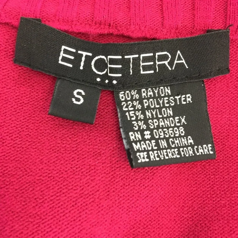 Etcetera Sm S Cardigan Top Dark Pink Belt Silver Buckle Short Dolman Sl‎ Stretch