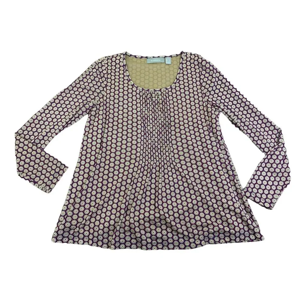 Liz Claiborne Blouse Long Sleeve Geometric Print Boho Size‎ Large