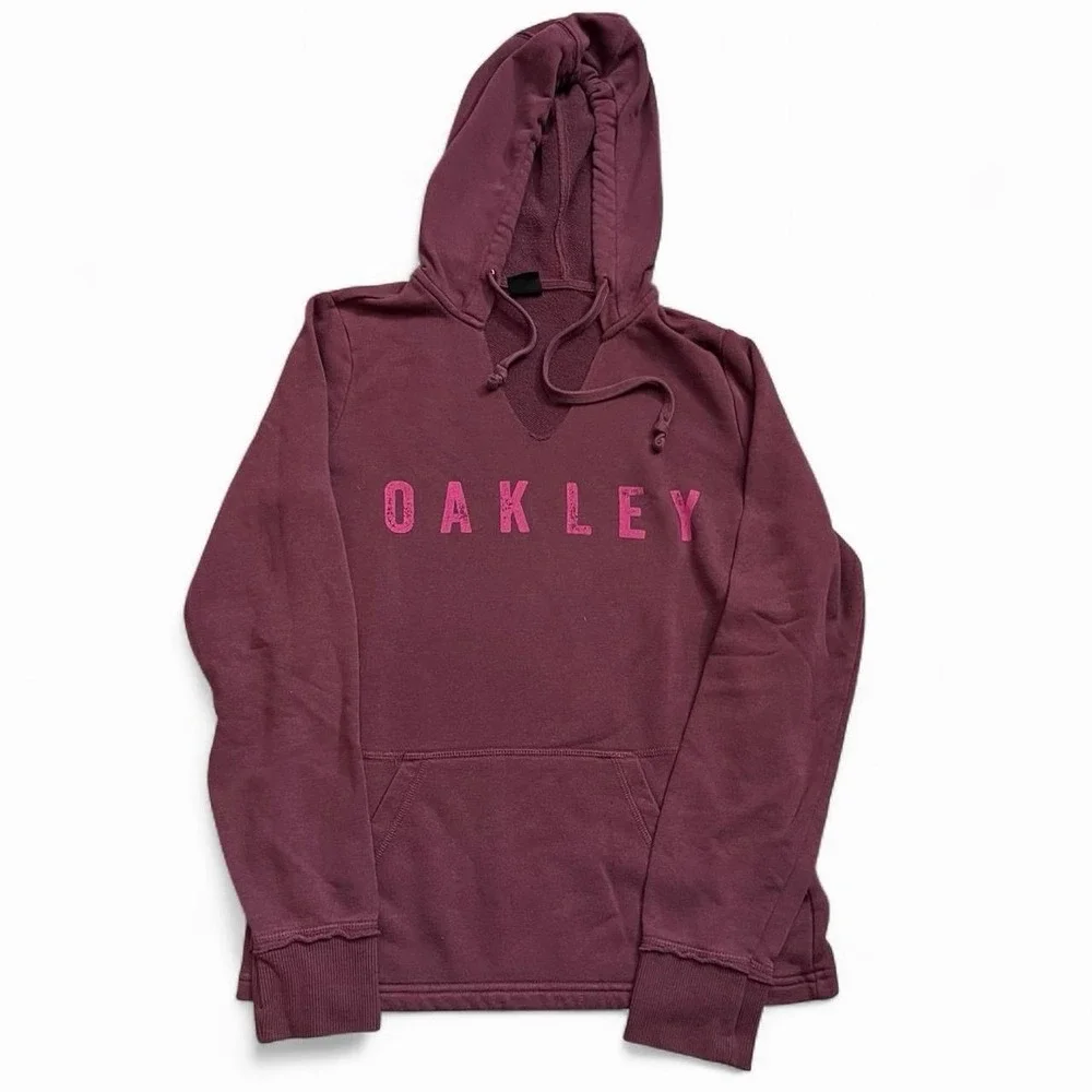 Oakley Spell Out Pullover V-Neck Hoodie Women's Size Small Casual Surf Skate