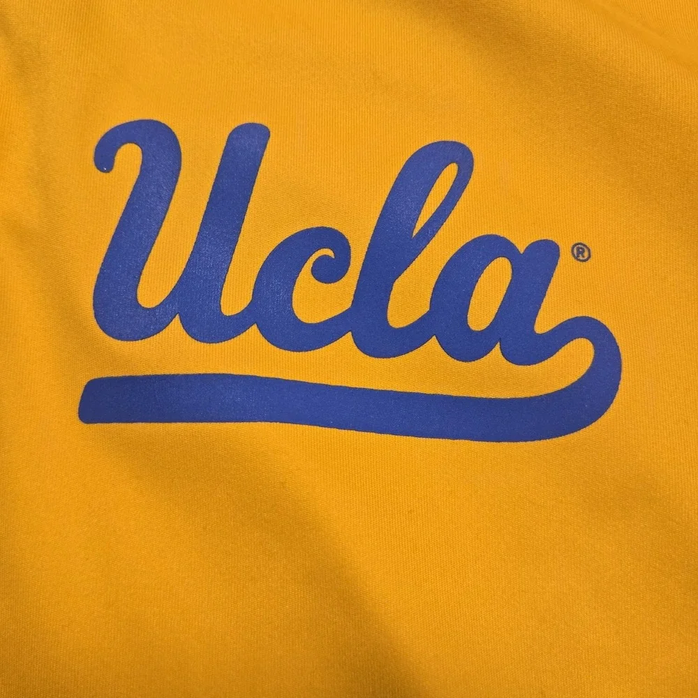 UCLA Bruins Pullover Mens Small Yellow NCAA Basketball Adidas Climalite 1/4 Zip