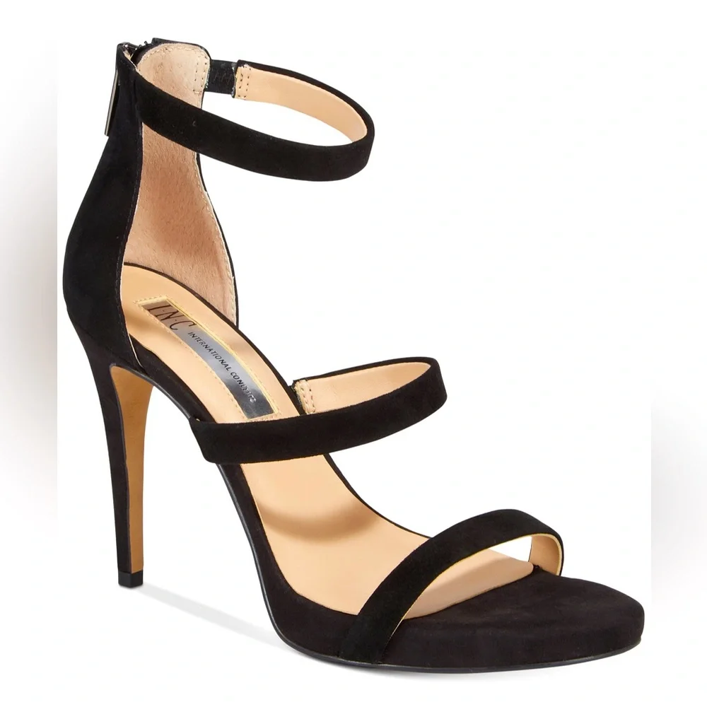 INC‎ International Concepts | Inc Black Strappy Suede Heels size 9.5