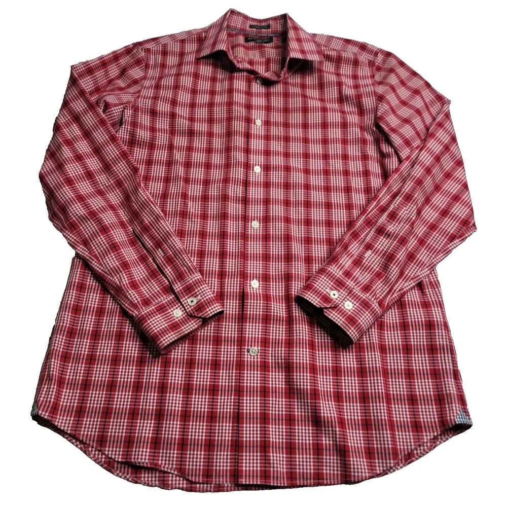 Banana Republic‎ Camden Fit Shirt Men's M Red Plaid Cotton Button Down Non Iron