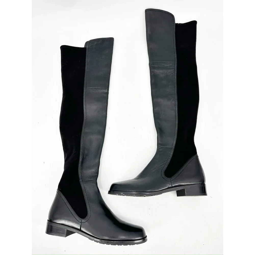 Stuart Weitzman Langdon Black Leather Over‎ The Knee Tall Boots Size 7.5B