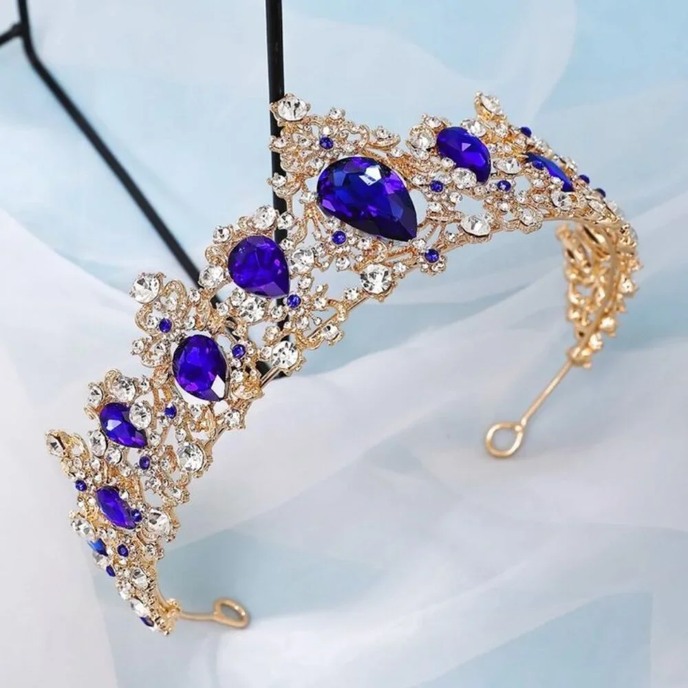 Blue tiara crown vintage bridal