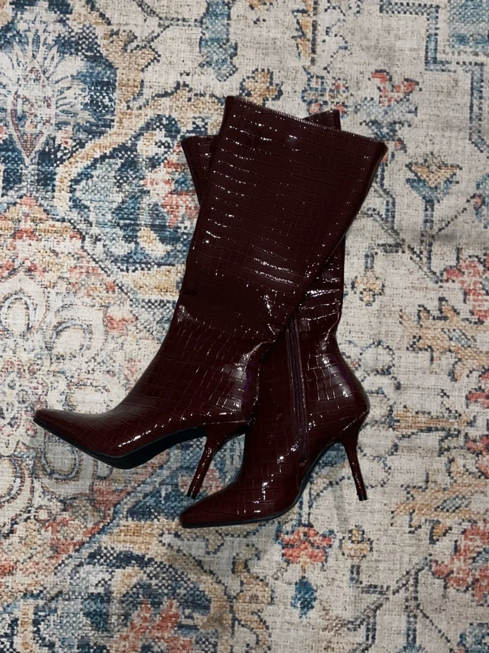 Target Women's Over-the-Knee Croc-Embossed Boots in Dark Brown