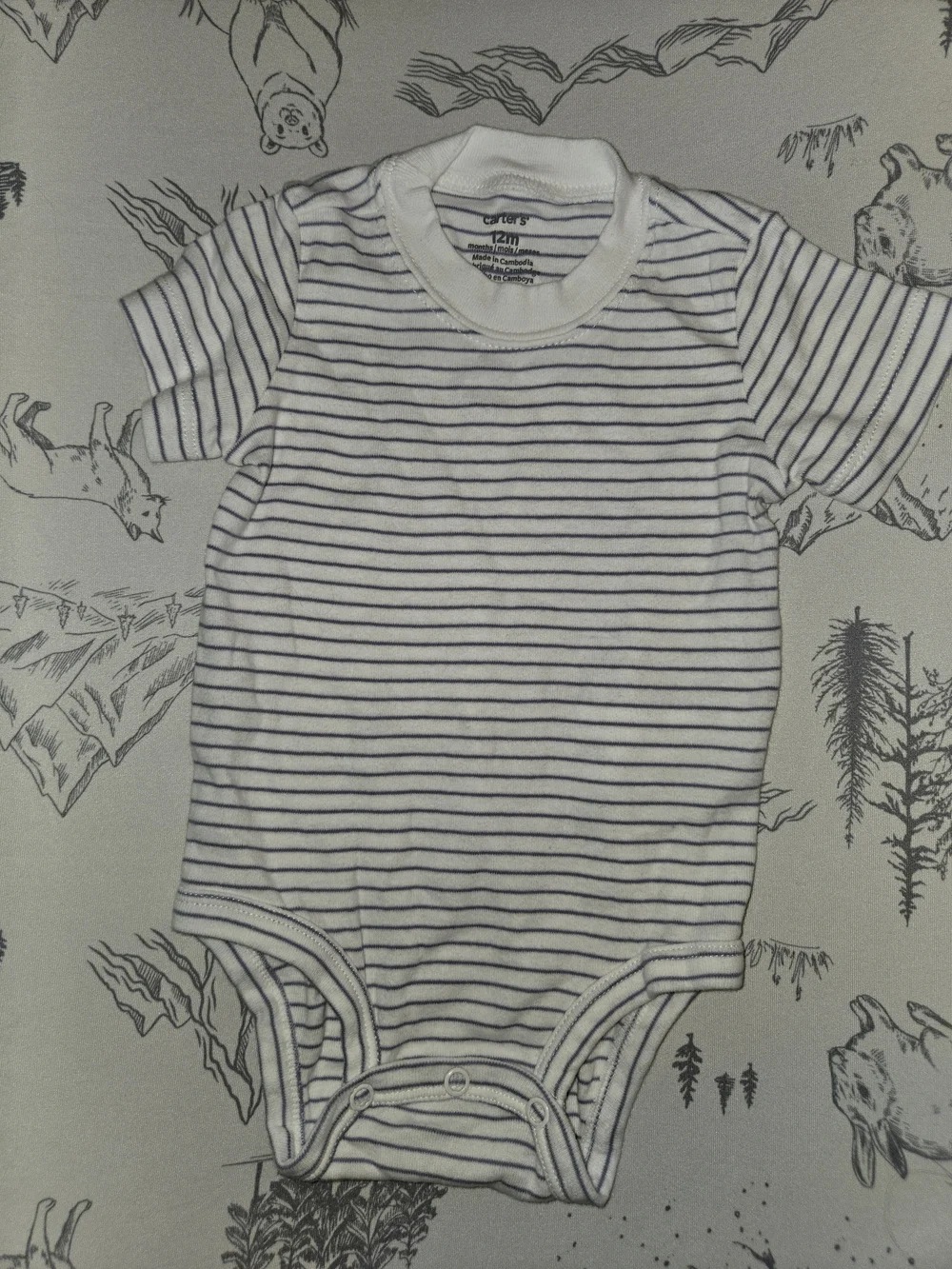 Carter's White and Navy Striped Short-Sleeve Baby Bodysuit