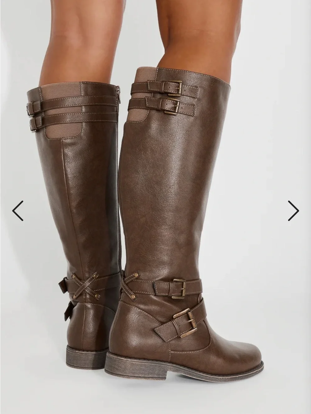 JustFab Brown Hally Over-the-Knee Buckle Boots
