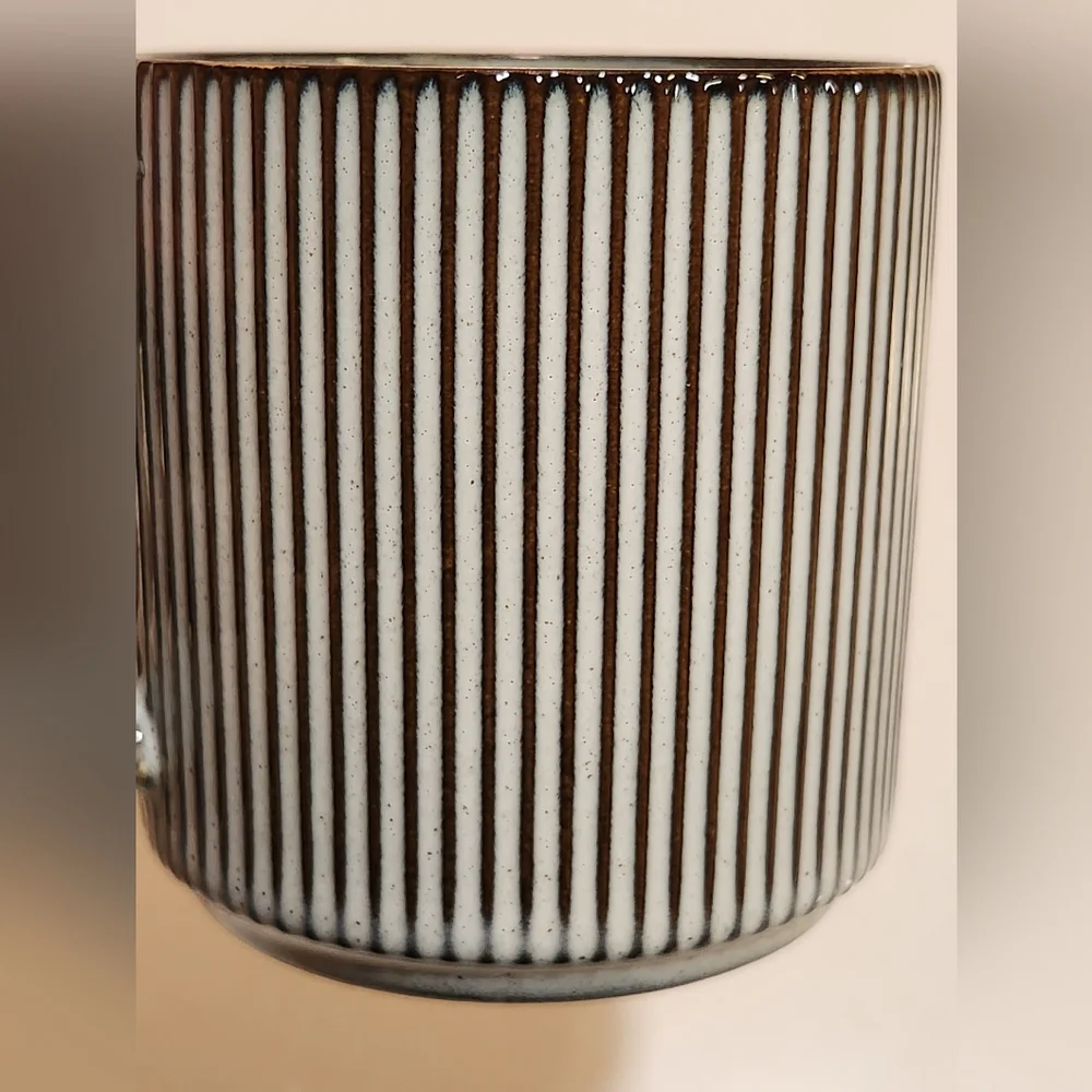 Famiware Star Scandi Smoky Blue Striped Reactive Glaze Coffee Mugs Set of 4