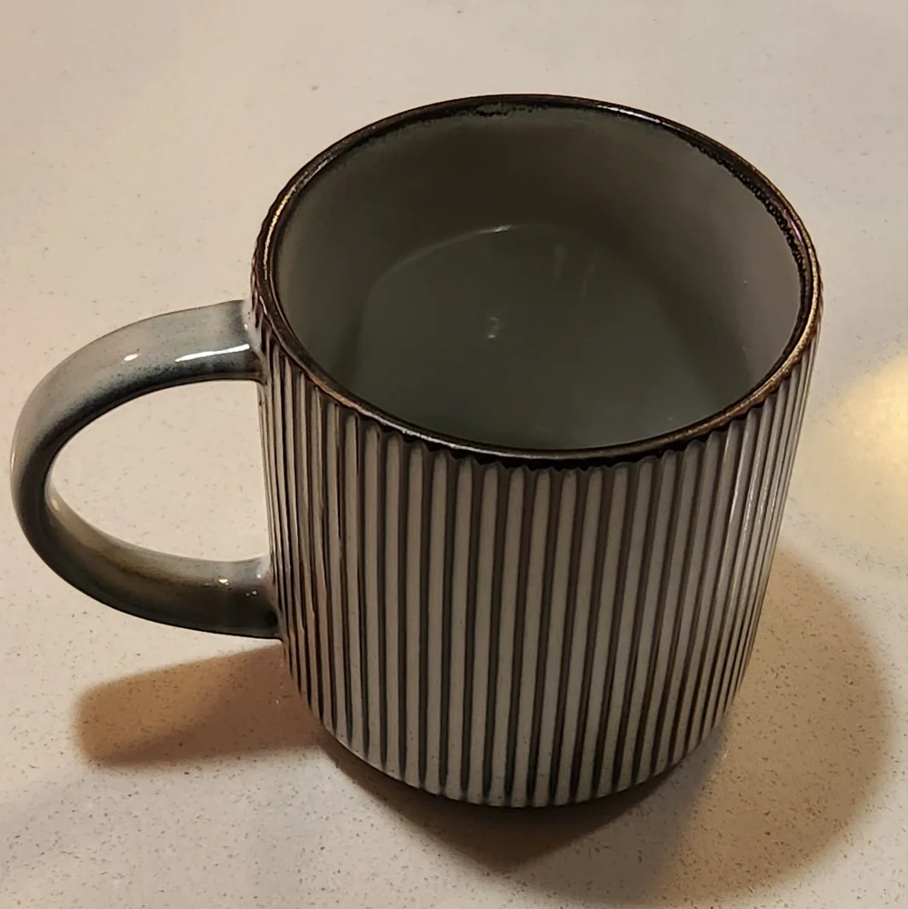 Famiware Star Scandi Smoky Blue Striped Reactive Glaze Coffee Mugs Set of 4
