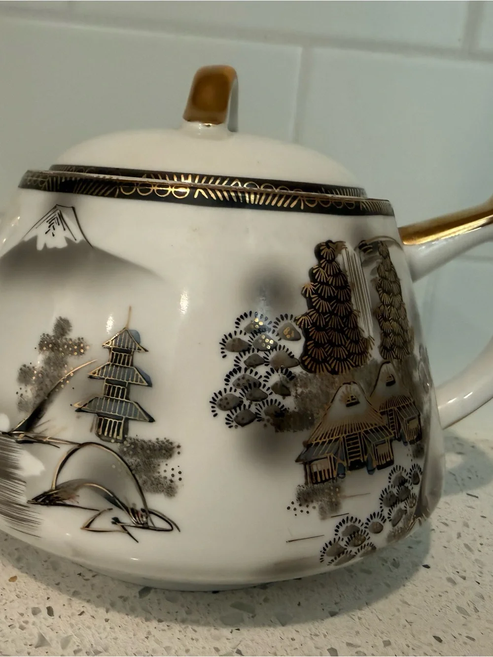 vintage 1950s Kutani Hayasi Japanese porcelain handpainted teapot