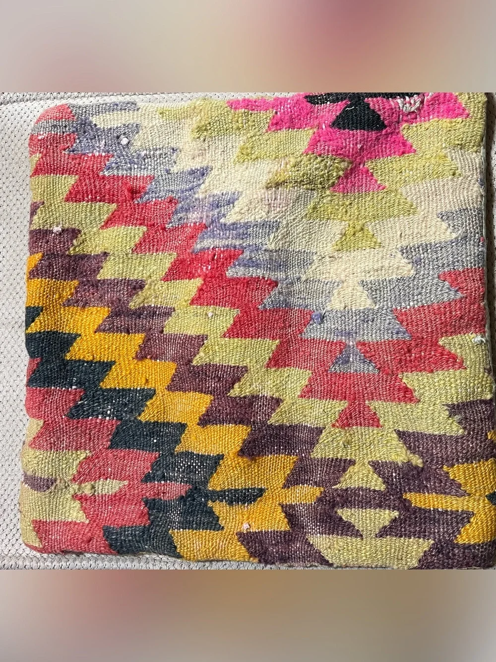 Vintage Handmade Turkish Kilim Flatweave Accent Pillow Cover