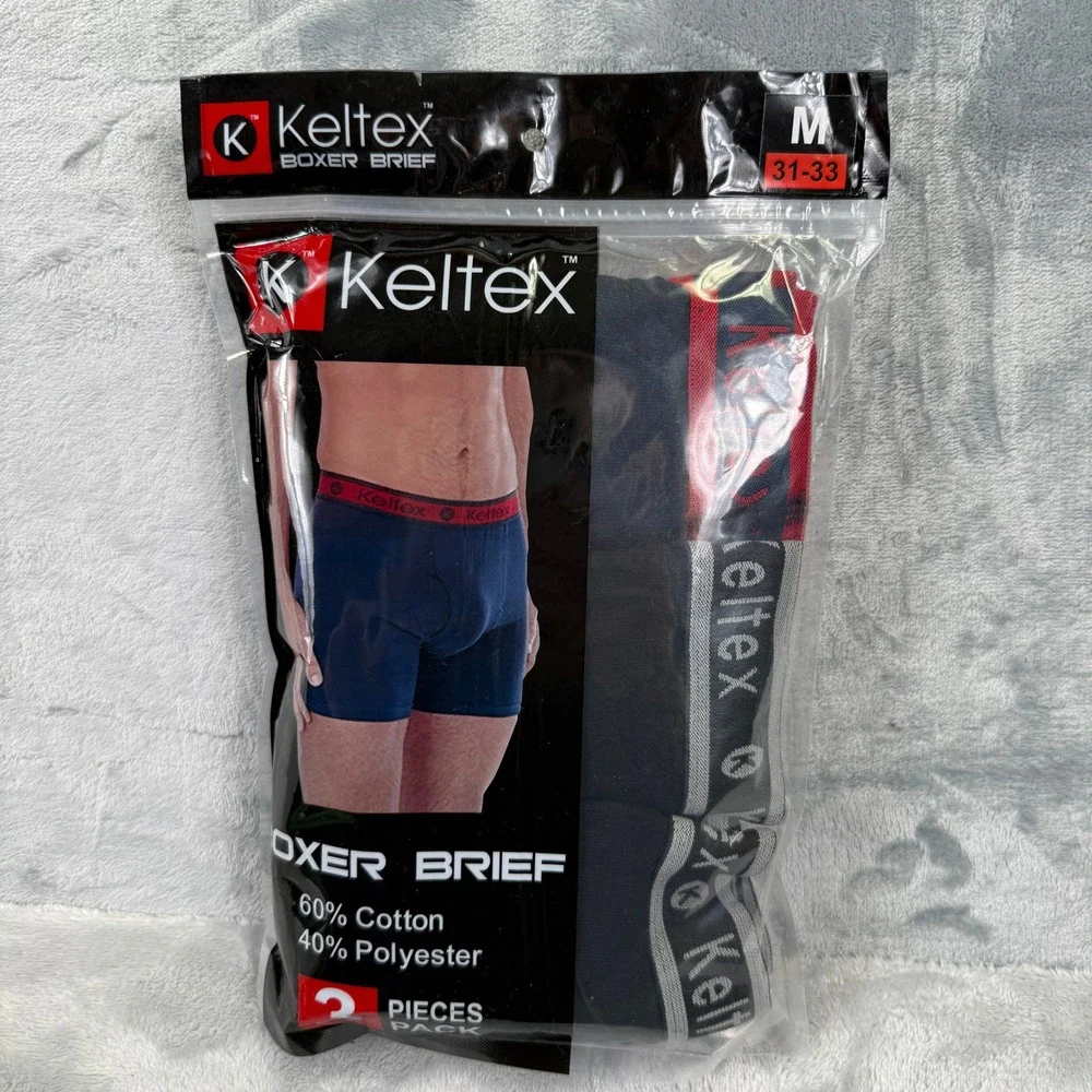 Keltex Mens Boxer Briefs 3 Pack Cotton Blend Multicolor Size M 31-33 RN 158946