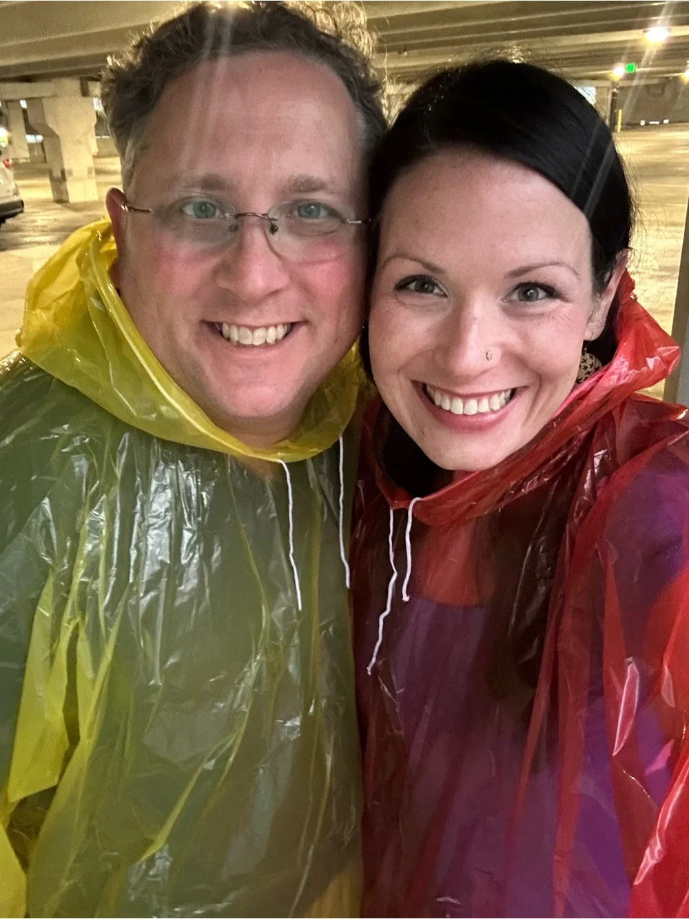Disposable Yellow and Red Rain Ponchos - Unbranded