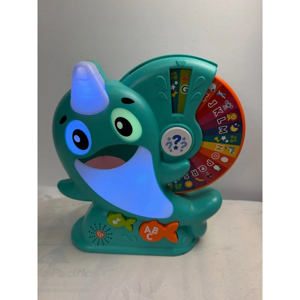 Fisher-Price Linkimals Narwhal Musical Toddler Learning Toy Teal GJB14