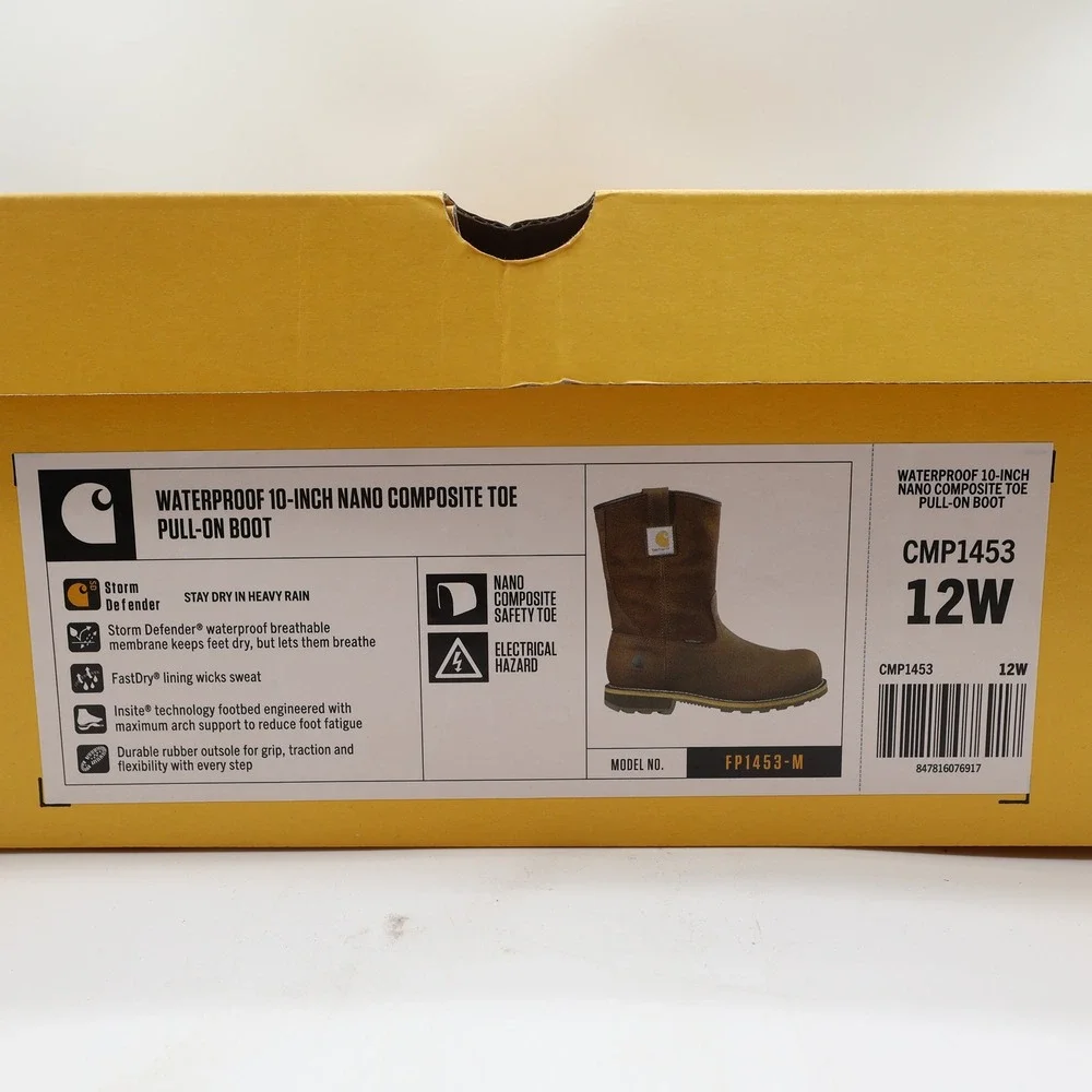 Carhartt Modern Pull-On Work Boot Mens 12W Brown Leather Composite Toe NWT