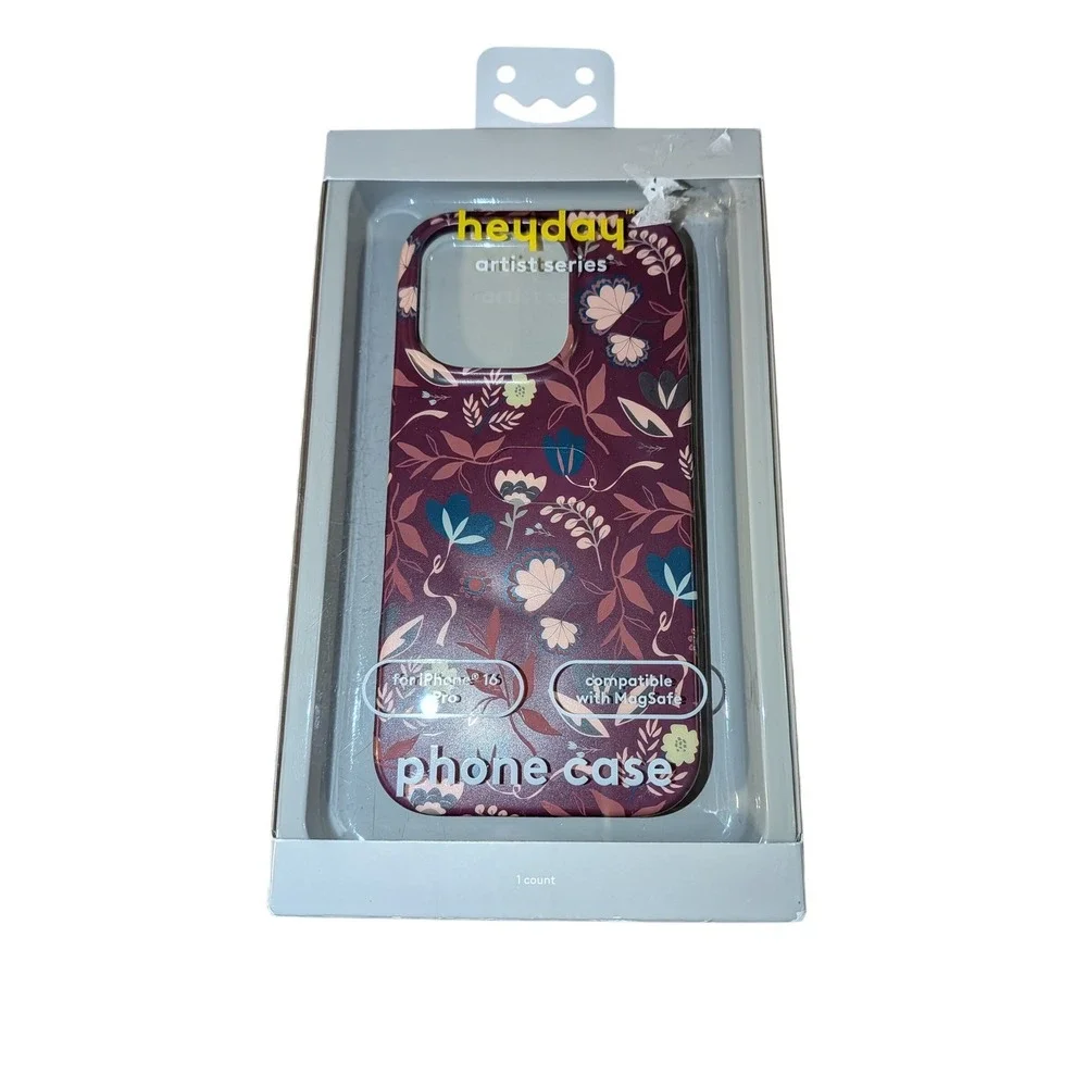 Heyday Artist Series iPhone 16 Pro Case MagSafe Allie‎ Dettmann Floral Burgundy
