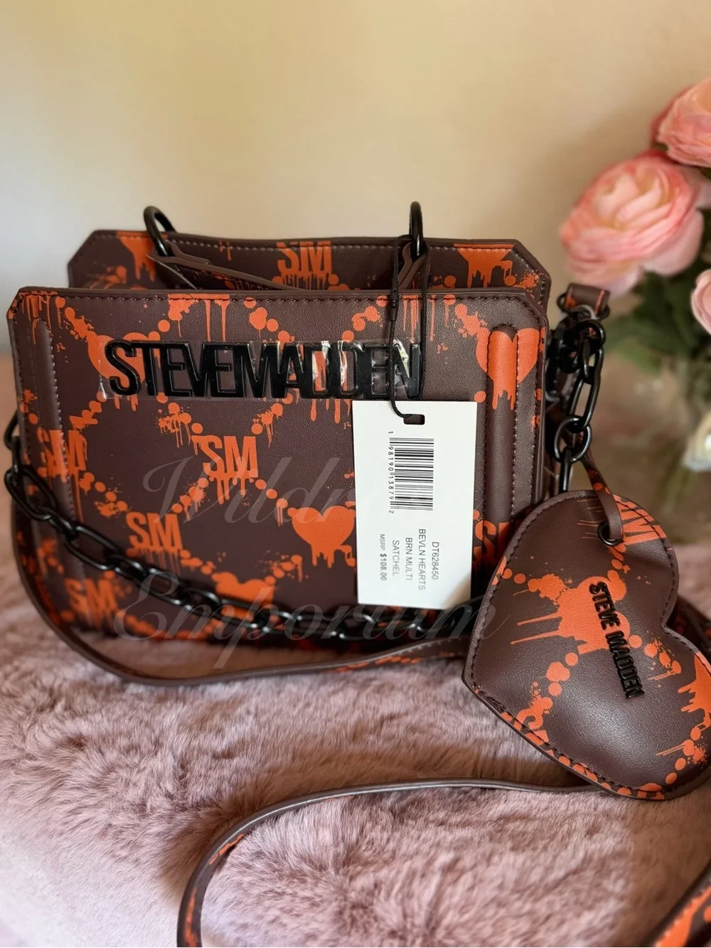 Viral Halloween Steve Madden Bevelyn Dripping Bleeding Hearts satchel orange