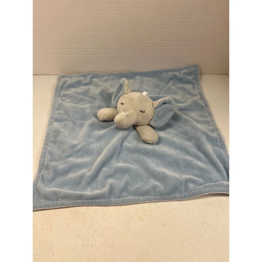 Blue Elephant Baby Security Blanket Lovey Sketched Elephant Print Unbranded