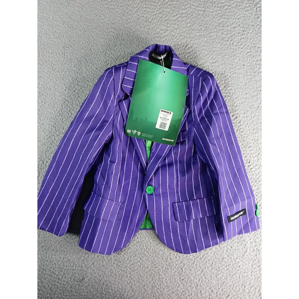The Joker Suitmeister Costume Kids Small (4-6) NO TIE Halloween DC Suit NWT