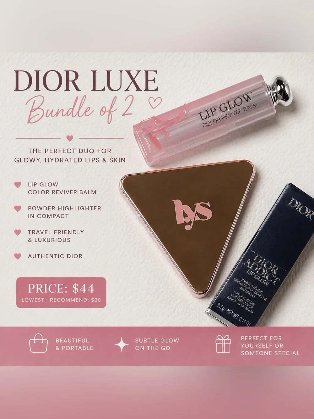 Dior Lip Glow Color Reviver Balm & Compact Highlighter Duo - Pink